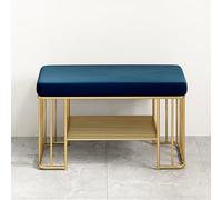 Scarpiera imbottita con seduta in velluto e struttura dorata, scarpiera a 2 ripiani per ingresso e corridoio, elegante organizer e soluzione per sedute