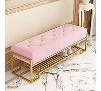 Scarpiera imbottita in velluto con 3 ripiani, per ingresso, rosa, 100 x 38 x 42 cm, elegante soluzione per riporre le calzature