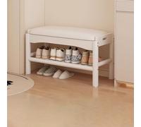 Scarpiera imbottita per soggiorno, camera da letto, corridoio, finitura in noce, elegante soluzione per riporre oggetti, mobile multifunzionale per ingresso