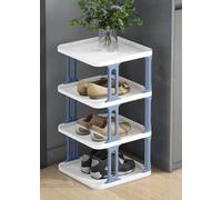 Scarpiera impilabile, scarpiera stretta, organizer verticale per scarpe, ripiani impilabili per scarpe per corridoio, ingresso, porta, camera da letto, impilabile gratuitamente (blu e bianco 4F)