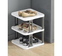 Scarpiera impilabile, scarpiera stretta, organizer verticale per scarpe, ripiani impilabili per scarpe per corridoio, ingresso, porta, camera da letto, impilabile gratuitamente (grigio e bianco 3F)