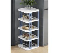 Scarpiera impilabile, scarpiera stretta, organizer verticale per scarpe, ripiani impilabili per scarpe per corridoio, ingresso, porta, camera da letto, impilabile gratuitamente (blu e bianco 5F)