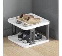 Scarpiera impilabile, scarpiera stretta, organizer verticale per scarpe, ripiani impilabili per scarpe per corridoio, ingresso, porta, camera da letto, impilabile gratuitamente (grigio e bianco 2F)