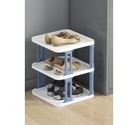Scarpiera impilabile, scarpiera stretta, organizer verticale per scarpe, ripiani impilabili per scarpe per corridoio, ingresso, porta, camera da letto, impilabile gratuitamente (blu e bianco 3F)