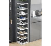 Scarpiera impilabile, scarpiera stretta, organizer verticale per scarpe, ripiani impilabili per scarpe per corridoio, ingresso, porta, camera da letto, impilabile gratuitamente (grigio e bianco 9F)