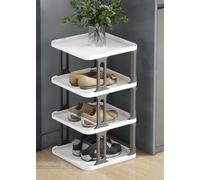 Scarpiera impilabile, scarpiera stretta, organizer verticale per scarpe, ripiani impilabili per scarpe per corridoio, ingresso, porta, camera da letto, impilabile gratuitamente (grigio e bianco 4F)