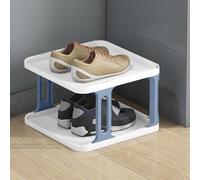 Scarpiera impilabile, scarpiera stretta, organizer verticale per scarpe, ripiani impilabili per scarpe per corridoio, ingresso, porta, camera da letto, impilabile gratuitamente (blu e bianco 2F)