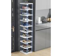 Scarpiera impilabile, scarpiera stretta, organizer verticale per scarpe, ripiani impilabili per scarpe per corridoio, ingresso, porta, camera da letto, impilabile gratuitamente (blu e bianco 10F)