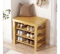 Scarpiera in bambù, a 4 ripiani, rettangolare, per ingresso, corridoio, soggiorno, bagno, design salvaspazio, 60 cm