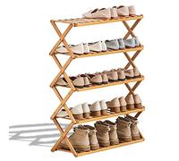 Scarpiera in bambù a 5 ripiani, pieghevole, multi-livello, per scarpe, larghezza 68,6 cm, salvaspazio ed elegante, per ingresso, armadio e corridoio, design ecologico.