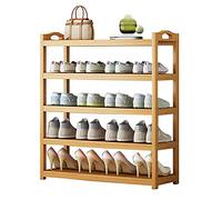 Scarpiera in bambù a 5 ripiani, portatile, antipolvere, robusta, 78 cm, in legno, salvaspazio, design multistrato per casa e ingresso