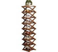 Scarpiera in bambù a 9 livelli senza montaggio, scarpiera, scarpiera for fisarmonica 2/3/4/5/6/7/8 in legno, organizer salvaspazio pieghevole for scarpe, scarpiera pieghevole in bambù(Tea,9 Tier)