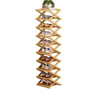 Scarpiera in bambù a 9 livelli senza montaggio, scarpiera, scarpiera for fisarmonica 2/3/4/5/6/7/8 in legno, organizer salvaspazio pieghevole for scarpe, scarpiera pieghevole in bambù(Natural,10 Tier)