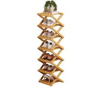 Scarpiera in bambù a 9 livelli senza montaggio, scarpiera, scarpiera for fisarmonica 2/3/4/5/6/7/8 in legno, organizer salvaspazio pieghevole for scarpe, scarpiera pieghevole in bambù(Natural,6 Tier)