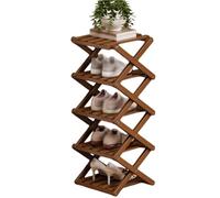 Scarpiera in bambù a 9 livelli senza montaggio, scarpiera, scarpiera for fisarmonica 2/3/4/5/6/7/8 in legno, organizer salvaspazio pieghevole for scarpe, scarpiera pieghevole in bambù(Tea,5 Tier)