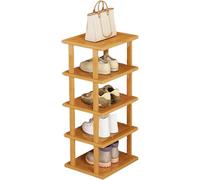 Scarpiera in bambù, alta e stretta, organizer verticale salvaspazio a 8 ripiani, per ingresso, corridoio, soggiorno