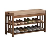 Scarpiera in bambù con contenitore, nizer a 3 livelli e seduta imbottita, elegante scarpiera per camera da letto e corridoio (colore: A, dimensioni: 90 x 30 x 50 cm)