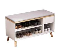 Scarpiera in bambù con seduta imbottita, salvaspazio, per ingresso, design robusto, capacità di carico 100 kg, perfetta per corridoi, 60/80 cm x 30 cm x 50 cm