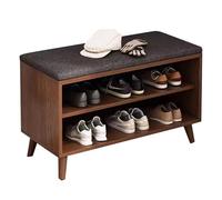 Scarpiera in bambù con seduta imbottita salvaspazio per riporre le scarpe, robusta, capacità 100 kg, ideale per corridoi, 60/80 cm x 30 cm x 50 cm