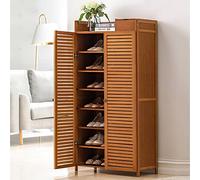 Scarpiera in bambù, elegante scarpiera da ingresso con ante e cassetto per corridoio, camera da letto e armadio, soluzione per riporre oggetti in fattoria