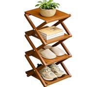 Scarpiera in bambù - Nessun montaggio richiesto, organizer per scarpe alto e stretto, pieghevole, salvaspazio, scaffale multifunzionale per ingressi, angoli, camere da letto, balconi, 4 strati marrone