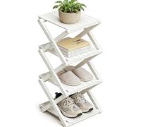 Scarpiera in bambù - Nessun montaggio richiesto, organizer per scarpe alto e stretto, pieghevole, salvaspazio, scaffale multifunzionale per ingressi, angoli, camere da letto, balconi, 4 strati bianco