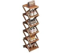 Scarpiera in bambù - Nessun montaggio richiesto, organizer per scarpe alto e stretto, pieghevole, salvaspazio, scaffale multifunzionale per ingressi, angoli, camere da letto, balconi, 6 strati marrone