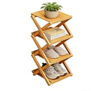 Scarpiera in Bambù - Non Richiede Assemblaggio, Organizer per Scarpe Alto e stretto Pieghevole, Scaffale Multifunzionale per Ingressi, Camere da Letto, Balconi, 4 Ripiani (Ispessito e Rinforzato)