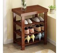 Scarpiera in bambù, panca rettangolare a 4 ripiani, 60 cm, ingresso, corridoio, soggiorno, bagno, elegante soluzione per riporre scarpe in legno