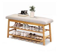 Scarpiera in bambù per Armadio, mobiletto Porta Scarpe in Legno per Ingresso con Sgabello, Panca Contenitore Sottile e Pouf, scarpiera Stretta 90x27x44cm per Piccoli spazi