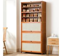 Scarpiera in bambù per corridoio e camera da letto, 80 cm, 11 ripiani, con ante traspiranti e salvaspazio, elegante scarpiera per l'arredamento della casa