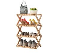 Scarpiera in bambù pieghevole a 4 ripiani, organizer da ingresso 50 cm, salvaspazio, installazione gratuita, 50 x 25 x 69 cm