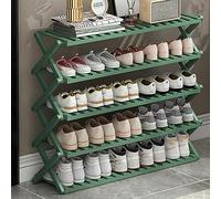Scarpiera in bambù, pieghevole, salvaspazio, a 5 strati, per interni/esterni/campeggio, verde, 100 cm, soluzione versatile per scarpe e accessori.