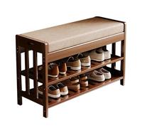 Scarpiera in bambù - Robusto sedile portaoggetti con cuscino, scarpiera da ingresso, supporta fino a 80 kg, ideale per il corridoio 44 cm altezza 27 cm profondità