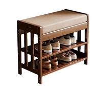 Scarpiera in bambù - Robusto sedile portaoggetti con parte superiore imbottita per interni e ingresso, supporta fino a 80 kg, perfetta per il corridoio, 44 cm di altezza e 27 cm di profondità