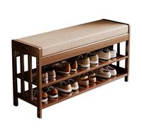 Scarpiera in bambù - Robusto sedile portaoggetti con ripiano imbottito per ingresso, supporta fino a 80 kg, ideale per corridoio, altezza 44 cm, profondità 27 cm