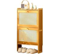 Scarpiera in bambù sottile, autoportante, con ante a ribalta, per ingresso, camera da letto e corridoio, scarpiera nascosta estraibile alla moda