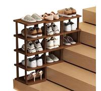 Scarpiera in bambù, torre con scarpe strette per scala portaoggetti per portascarpe verticale per ingresso, soggiorno, camera da letto (Size: 5+4+3 Tier)