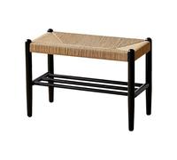Scarpiera in corda intrecciata, struttura in legno massello, a due ripiani, soluzione salvaspazio per ingresso, soggiorno, camera da letto, corridoio