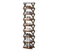 Scarpiera in legno a 10 ripiani, salvaspazio, verticale, per soggiorno, ingresso, corridoio e armadio, marrone, 26 x 26 x 139 cm, perfetta per spazi ristretti
