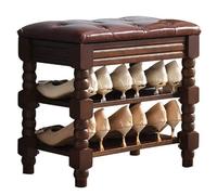 Scarpiera in legno a 2 ripiani con sedile portaoggetti, soluzione per ingresso durevole e stabile, supporta fino a 200 kg, ideale per organizzare il corridoio e la stanza del dormitorio