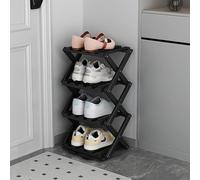 Scarpiera in legno a 7 ripiani, pieghevole, stretta per piccoli spazi, perfetta per ingresso, armadio, corridoio, angolo e soggiorno, finitura naturale