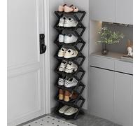 Scarpiera in legno a 7 ripiani, pieghevole, stretta per piccoli spazi, perfetta per ingresso, armadio, corridoio, angolo e soggiorno, finitura naturale