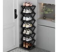 Scarpiera in legno a 7 ripiani, pieghevole, stretta per piccoli spazi, perfetta per ingresso, armadio, corridoio, angolo e soggiorno, finitura naturale