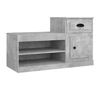 Scarpiera in legno composito 100 x 42 x 60 cm Grigio Cemento | Mobile a due corpi, spazioso contenitore, vassoio decorativo, fissaggio a parete incluso, resistente all'umidità