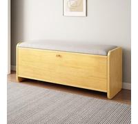 Scarpiera in legno con cuscino, design a secchio, elegante scarpiera per corridoio, soggiorno, camera da letto, fango, colore giallo, scarpiera da 80 cm