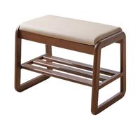 Scarpiera in legno con cuscino, soluzione a 2 ripiani per corridoio e camera da letto, design moderno di metà secolo, ideale per organizzare la fine del letto