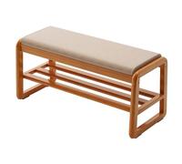 Scarpiera in legno con cuscino, soluzione a 2 ripiani per corridoio e camera da letto, design moderno di metà secolo, ideale per organizzare la fine del letto