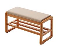 Scarpiera in legno con cuscino, soluzione a 2 ripiani per corridoio e camera da letto, design moderno di metà secolo, ideale per organizzare la fine del letto