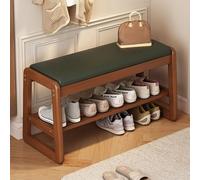 Scarpiera in legno con seduta imbottita e ripiano per ingresso e camera da letto, capacità 250 kg, verde, lunghezza 55 cm